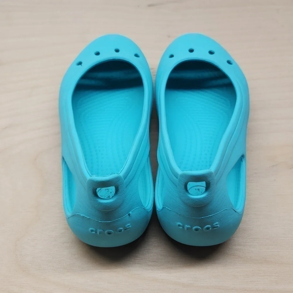 Crocs Kadee Flats Slip On Shoes Sandals Youth Sz J1 Teal 15610 NICE!